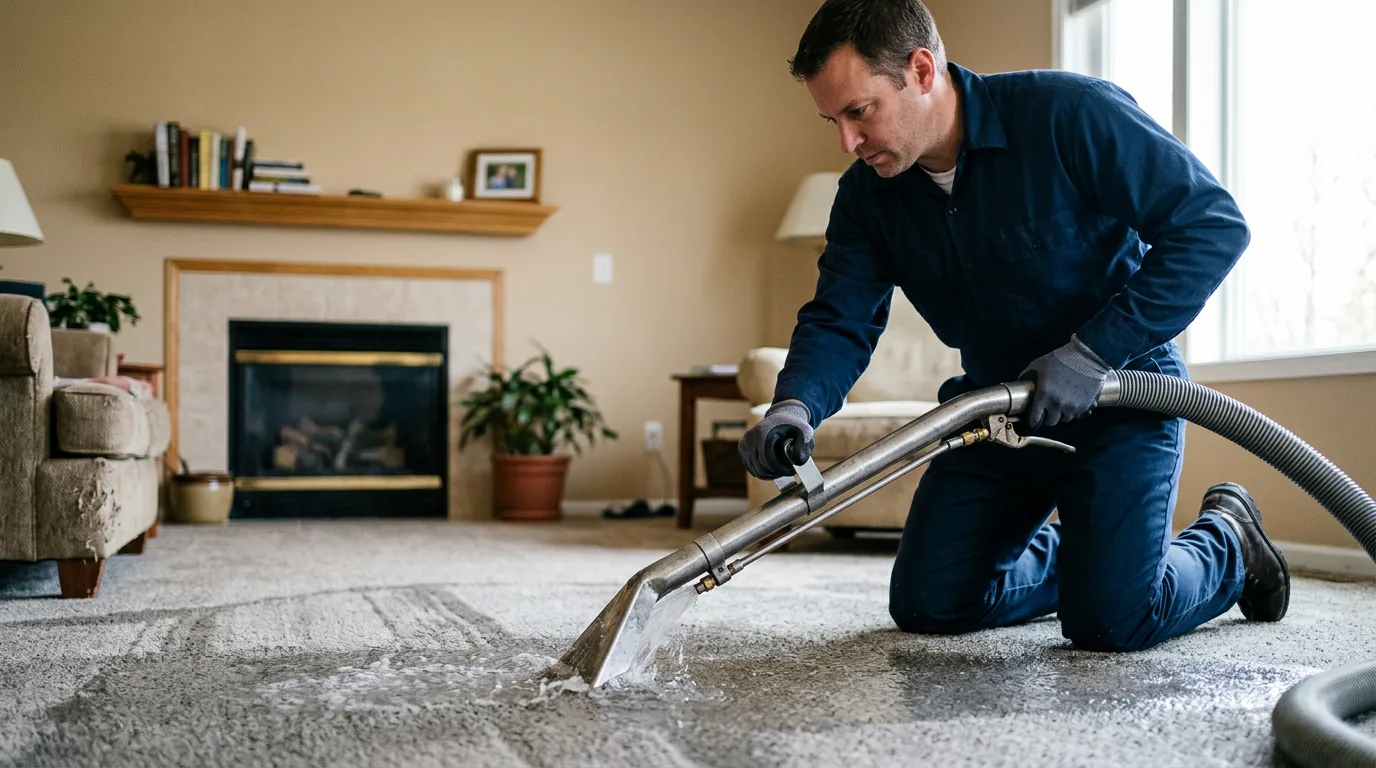 Water damage restoration technician working near Laughlintown, PA
